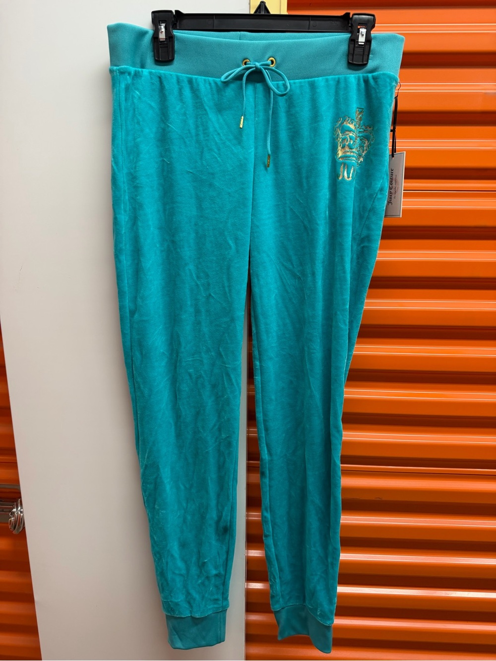 NWT Juicy Couture Women’s Teal Velour Drawstring Jogger Pants Size M